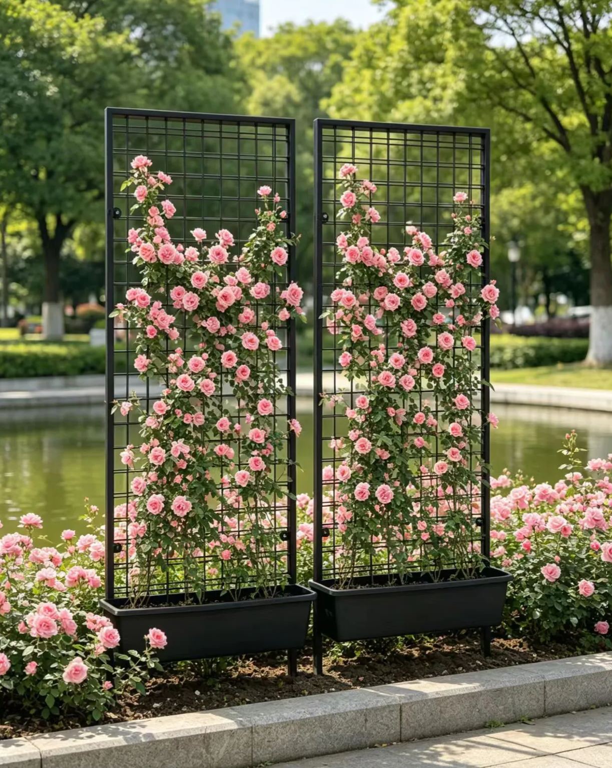 3D Wire Mesh Panel Wall Climbing Trellis for Building Facade Green Wall Garden Vines