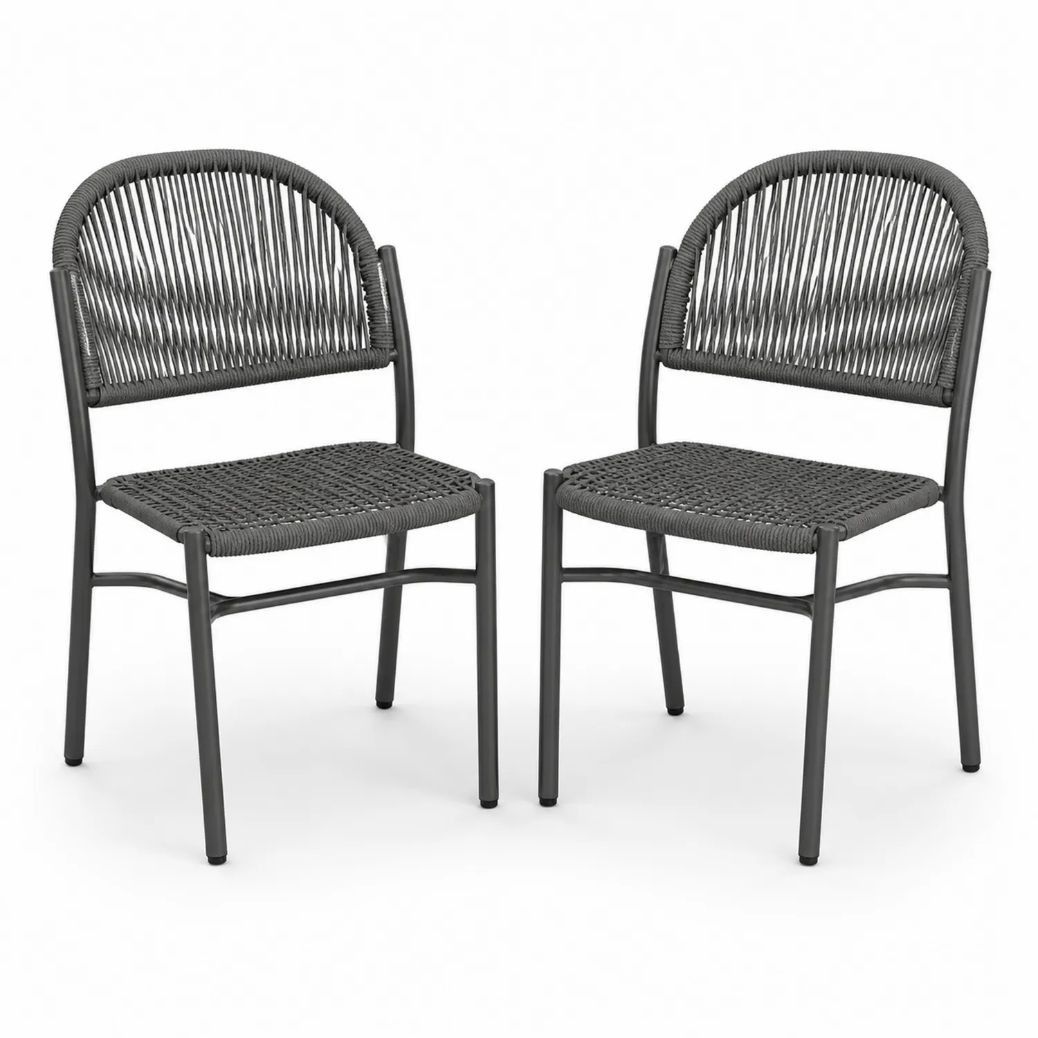 Zestaw krzeseł ogrodowych z aluminium i ratanu syntetycznego Szary 2 szt.