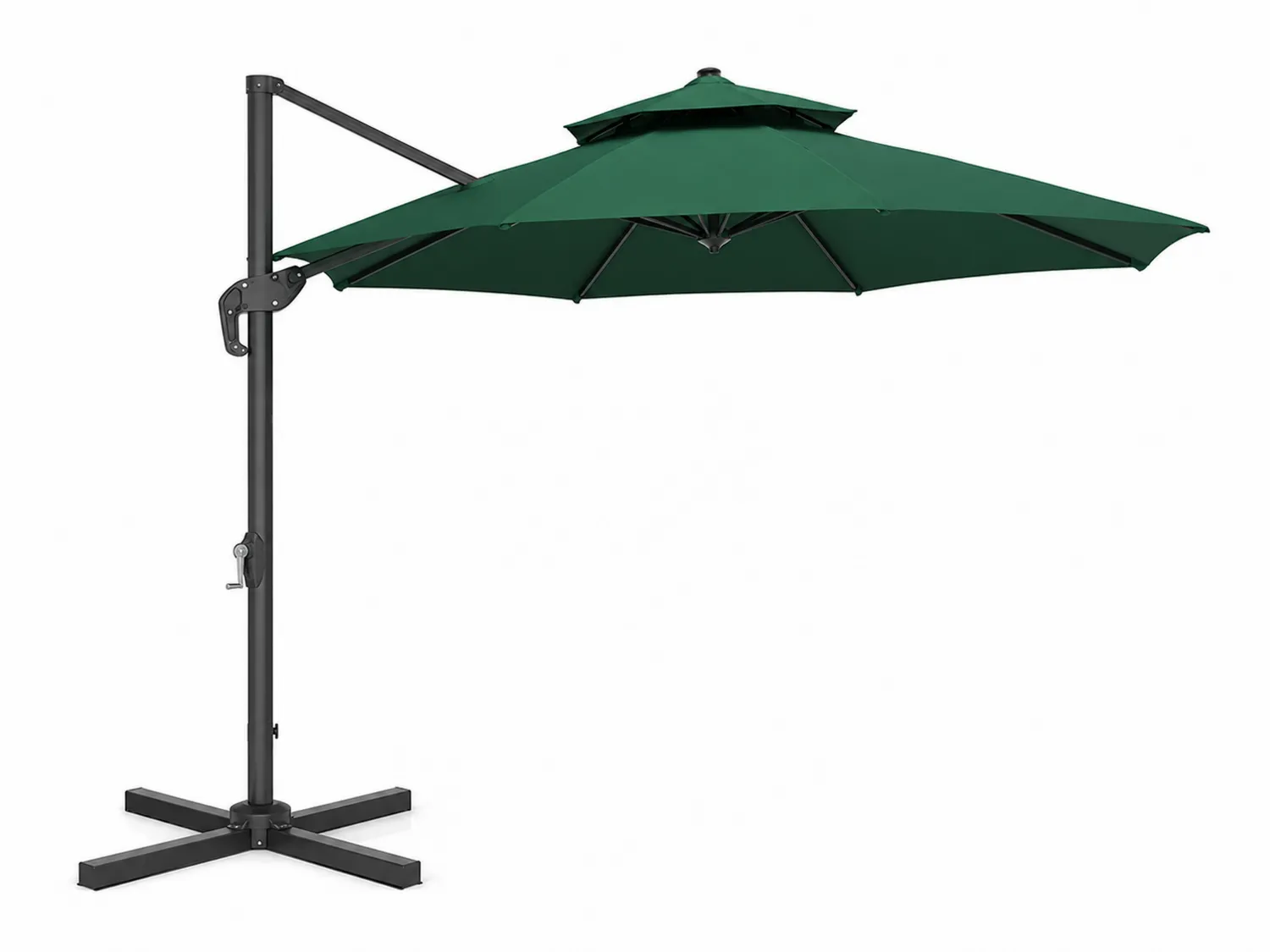 Parasol ogrodowy z wysięgnikiem aluminium poliester Zielony 300 cm-calmhomea