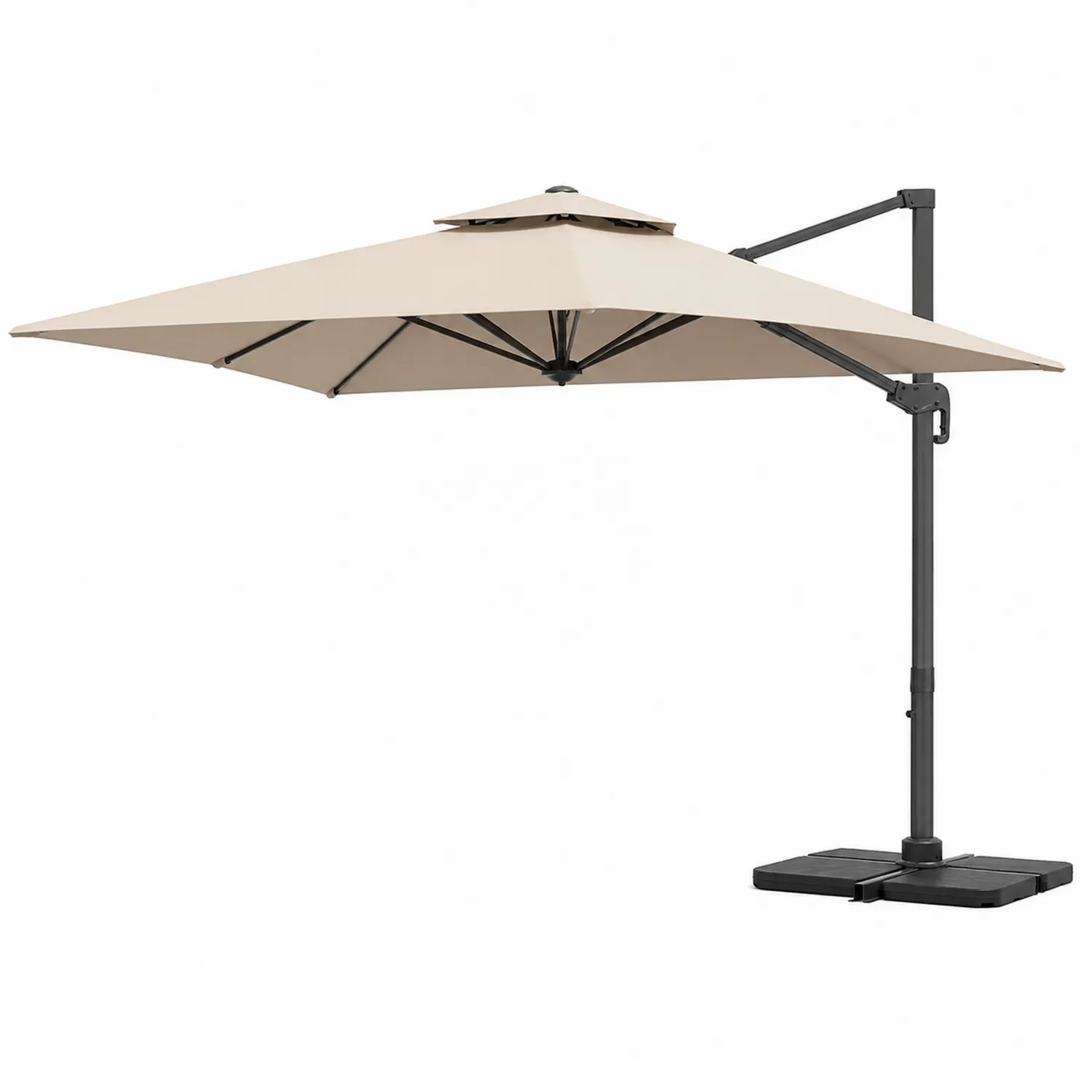 Parasol ogrodowy z wysięgnikiem kwadratowy 300 cm poliester beżowy-calmhomea