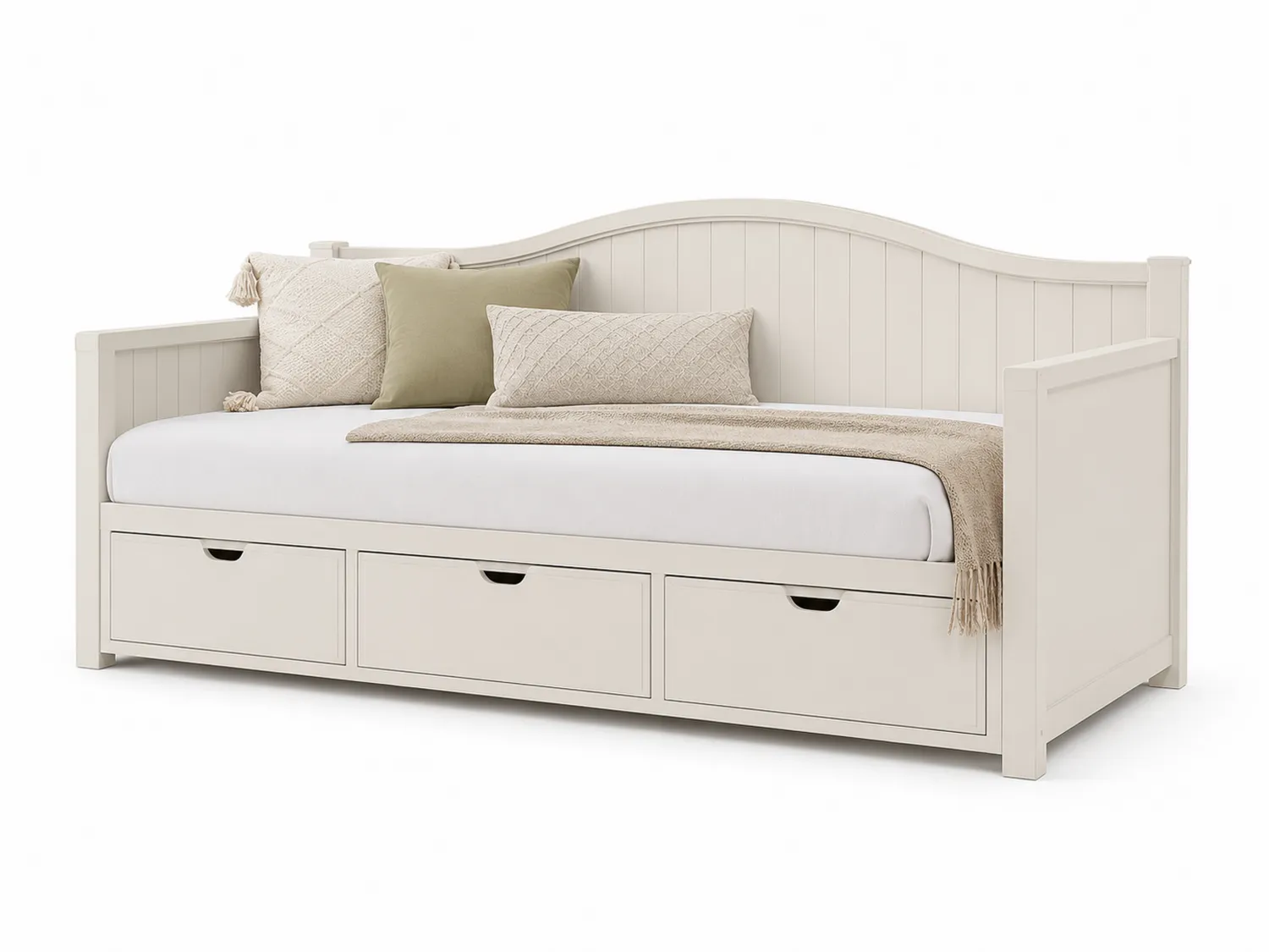 Sofa drewniana z szufladami 200 cm Beżowy-calmhomea