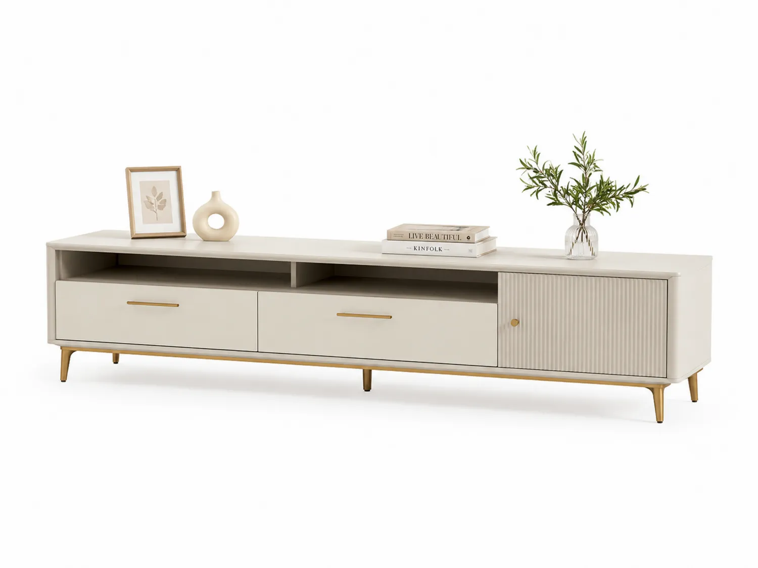 Szafka RTV z MDF i metalowymi nóżkami 180x40x45 cm