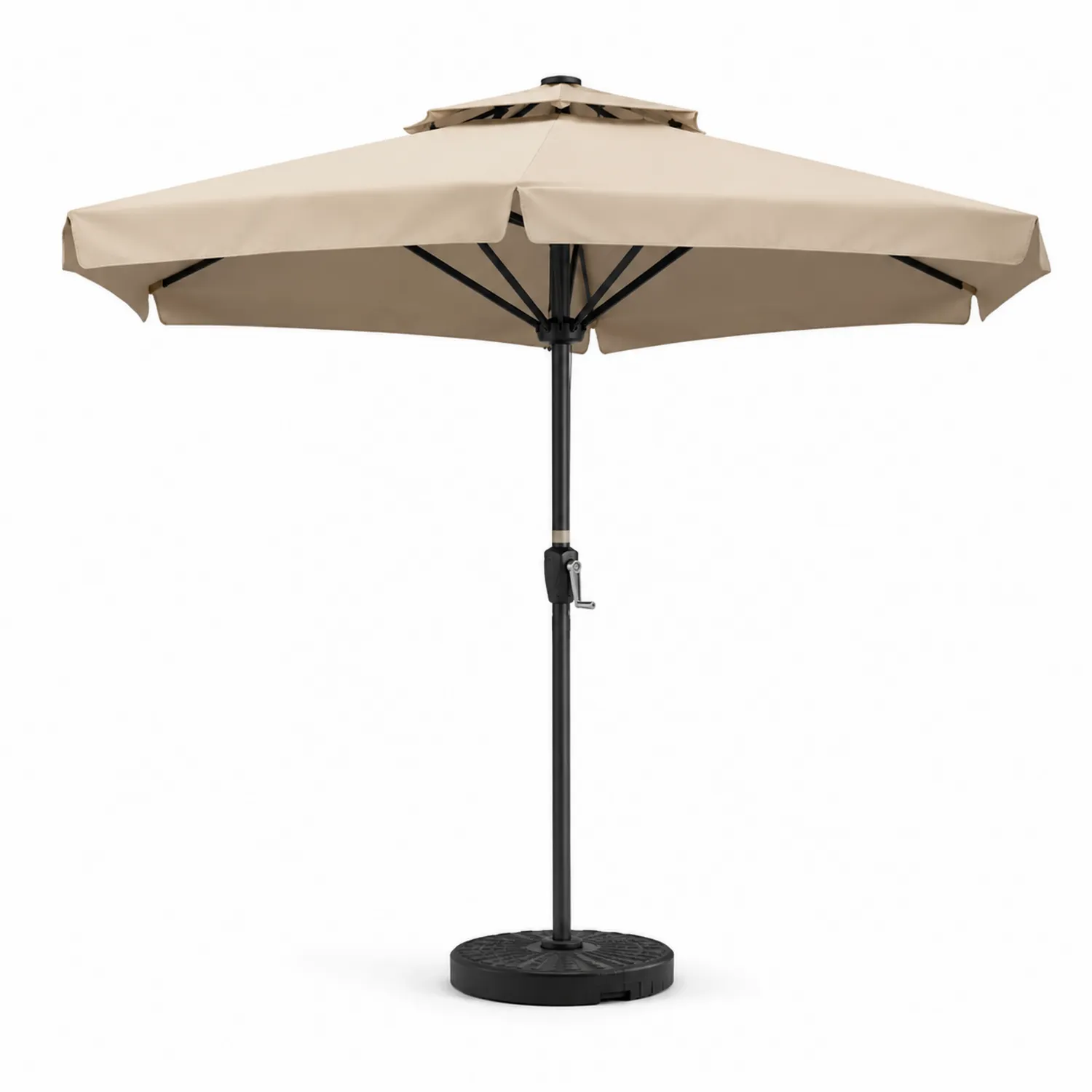 Parasol ogrodowy okrągły aluminium z korbką 300cm Poliester Beżowy