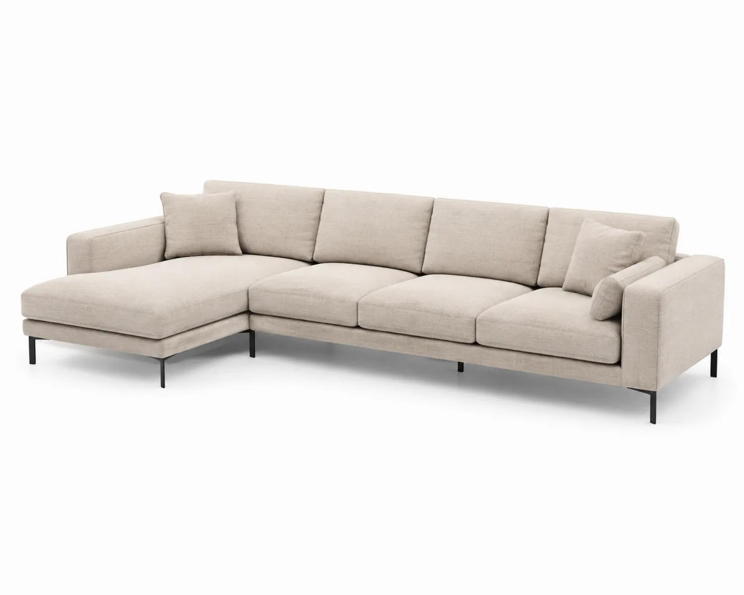 Sofa narożna z tkaniny lnianej 250x170x85cm Beżowa