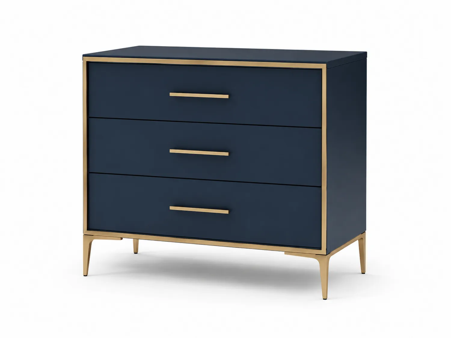 Komoda 3 szuflady MDF i metal granatowy z metalowymi akcentami 80x40x85 cm