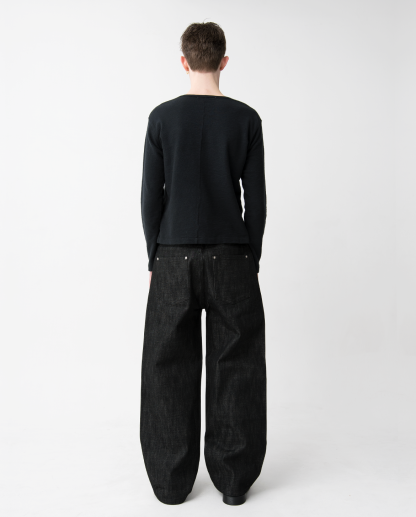 MENES Raw Selvedge Relaxed Fit Jeans - Black