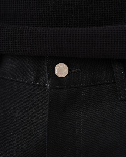 MENES Okayama Raw Selvedge Slim Bootcut Jeans - Jet Black