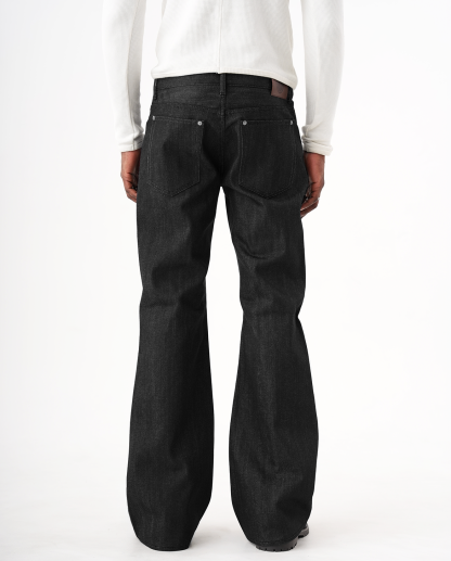 MENES Okayama Raw Selvedge Slim Bootcut Jeans - Black