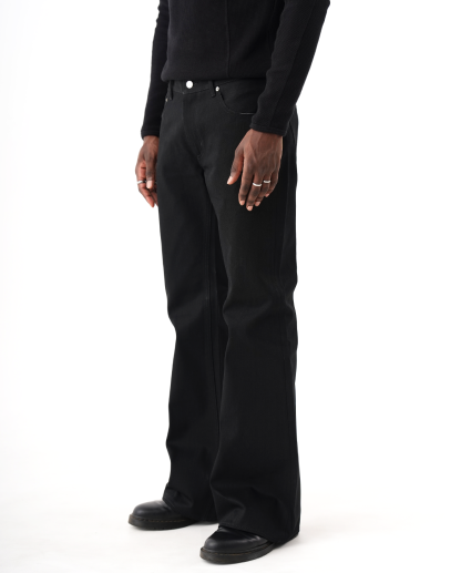MENES Okayama Raw Selvedge Slim Bootcut Jeans - Jet Black