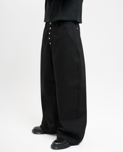 MENES Janome Raw Loose Fit Jeans - Black/Black