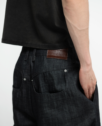 MENES Janome Raw Baggy Jeans - Black