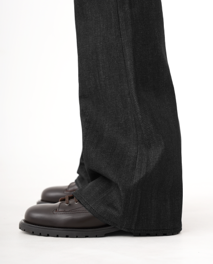 MENES Okayama Raw Selvedge Slim Bootcut Jeans - Black