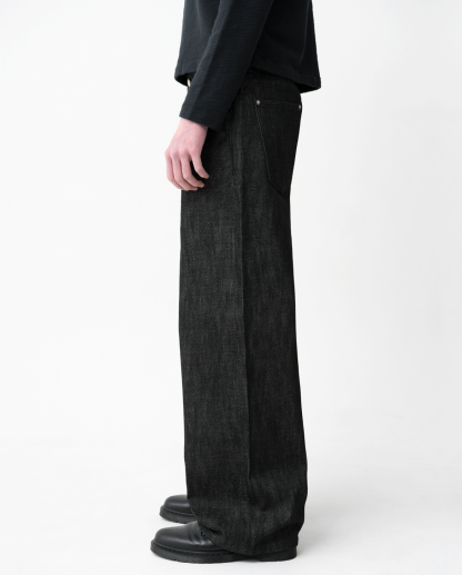 MENES Raw Selvedge Relaxed Fit Jeans - Black