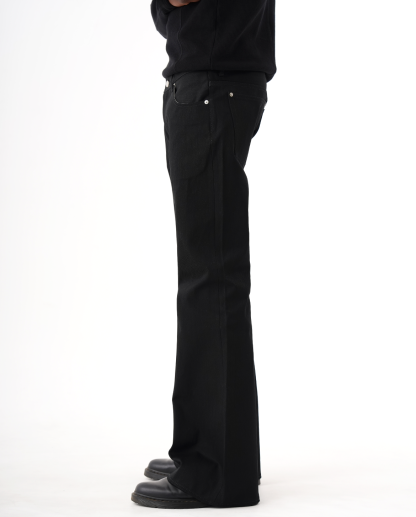 MENES Okayama Raw Selvedge Slim Bootcut Jeans - Jet Black