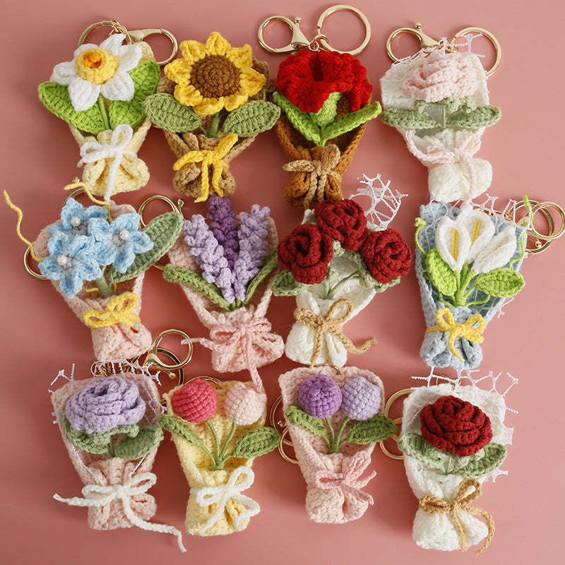 Handmade Crochet Bouquet Keychain