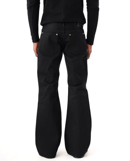 MENES Okayama Raw Selvedge Slim Bootcut Jeans - Jet Black