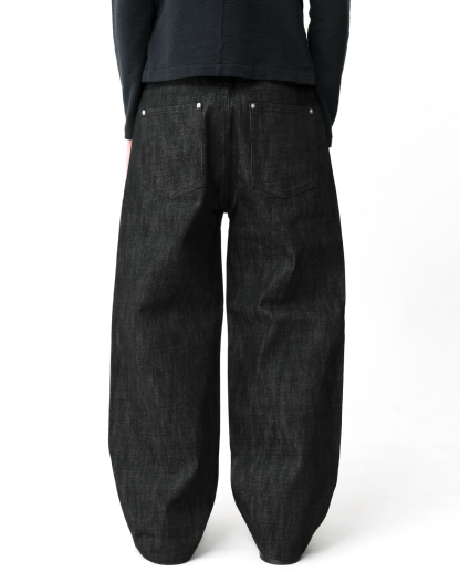 MENES Raw Selvedge Relaxed Fit Jeans - Black