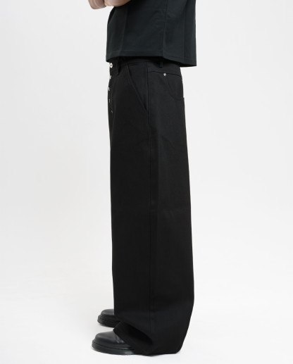 MENES Janome Raw Loose Fit Jeans - Black/Black