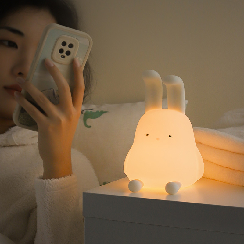 Close-up of the Lopunny silicone lamp showing its soft, durable material.