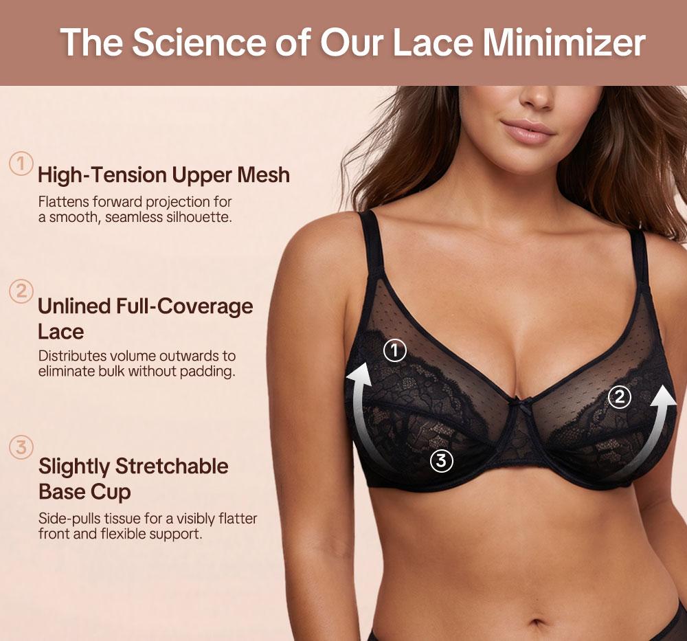 HSIA Enchante Floral Lace Plus Size Underwire Unlined Unpadded Minimizer Full Coverage Bra Women's Wear Comfortable Breathable Mesh Cup HSIA Enchante Floral Lace Plus Size Underwire Unlined Unpadded Minimizer Full Coverage Bra Women's Wear Comfortable Breathable Mesh Cup