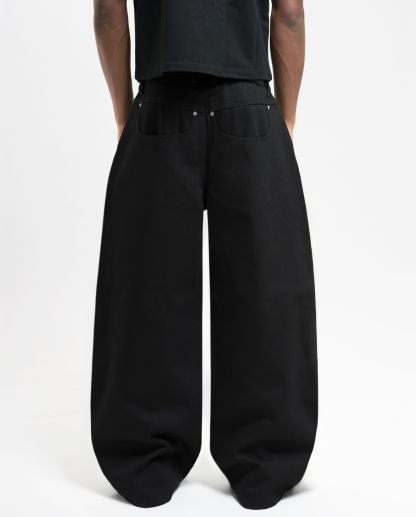 MENES Janome Raw Loose Fit Jeans - Black/Black