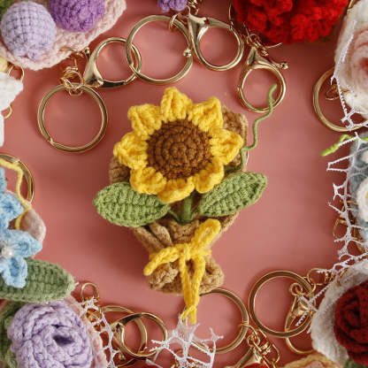 Handmade Crochet Bouquet Keychain