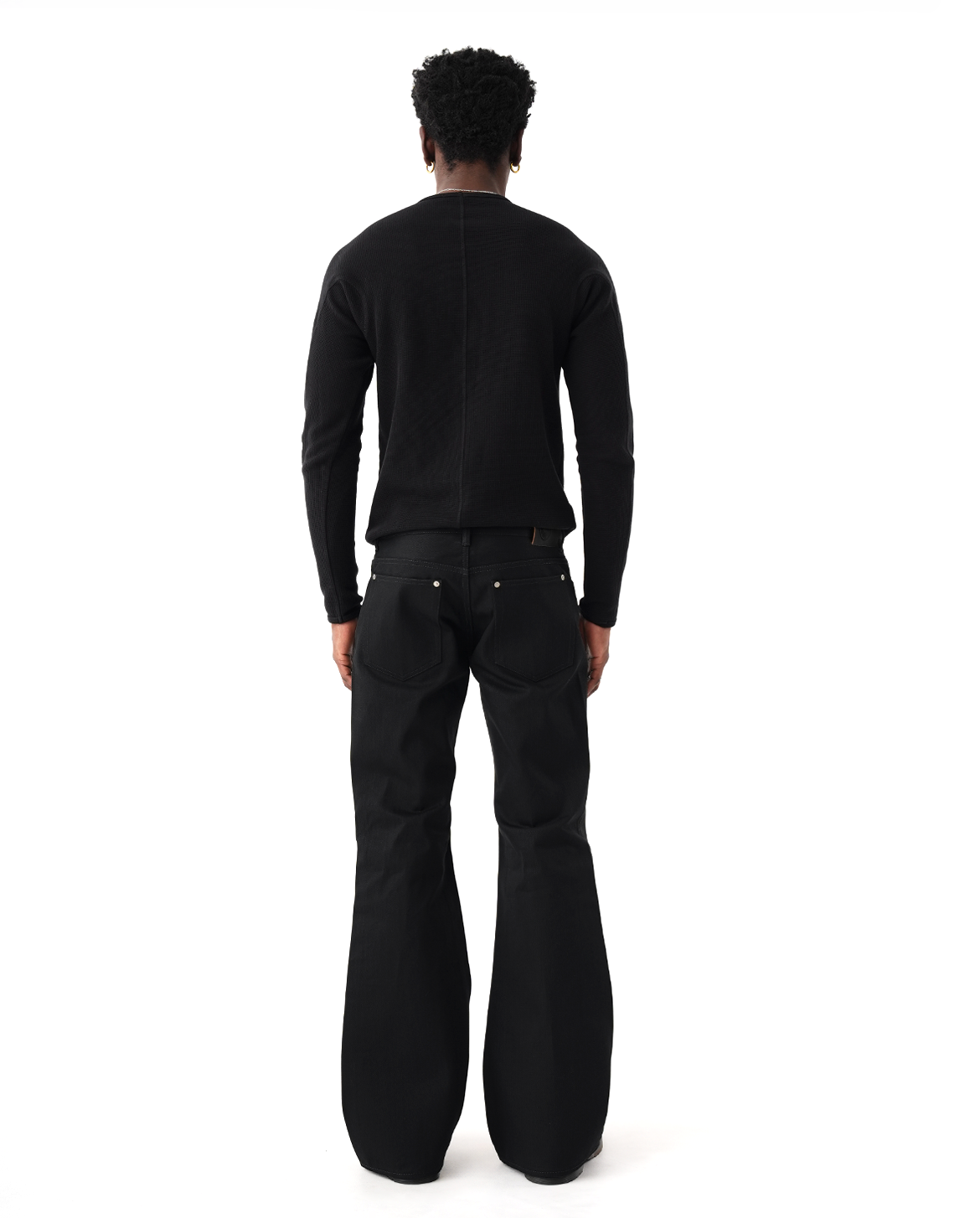 MENES Okayama Raw Selvedge Slim Bootcut Jeans - Jet Black