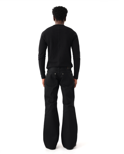 MENES Okayama Raw Selvedge Slim Bootcut Jeans - Jet Black