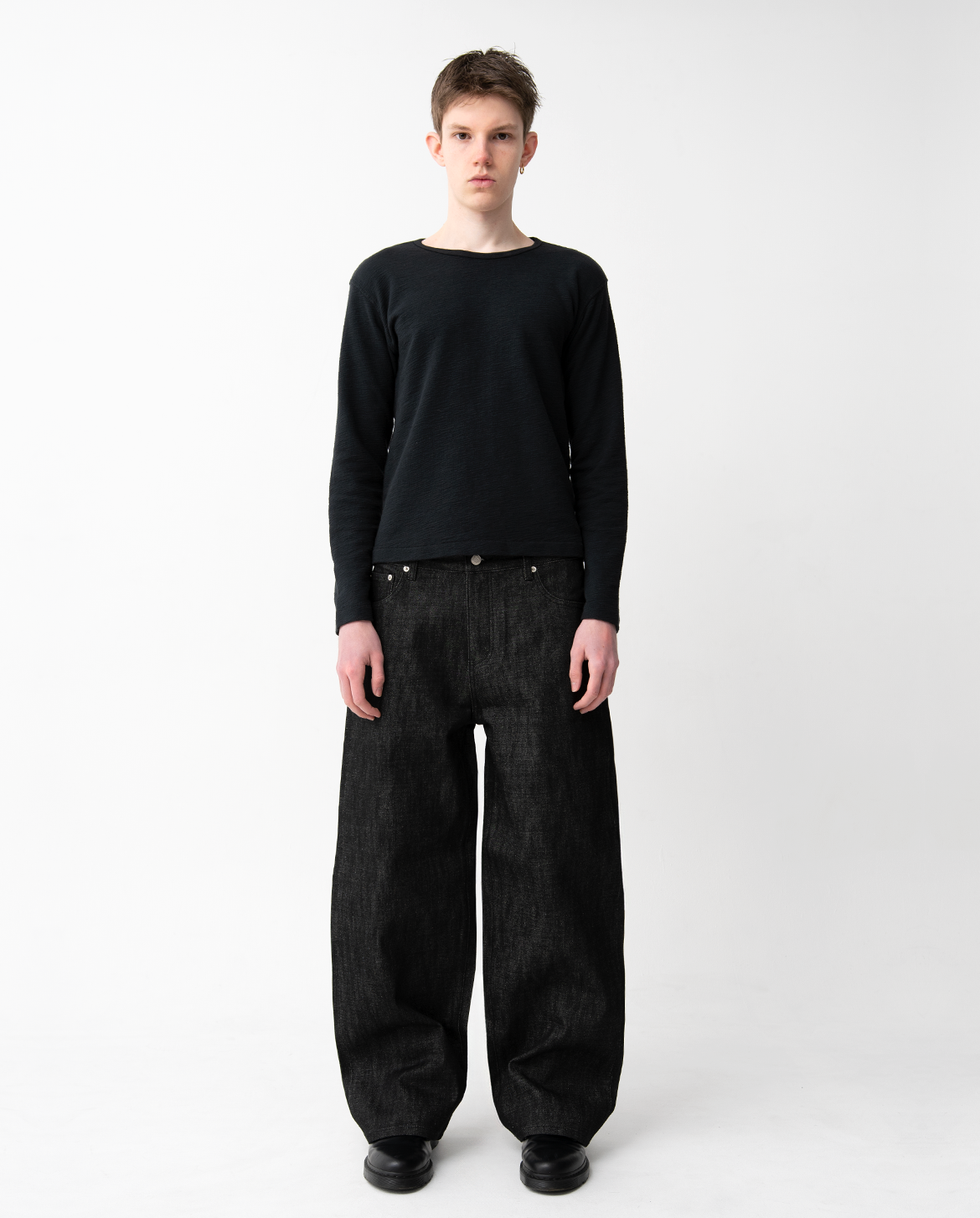 MENES Raw Selvedge Relaxed Fit Jeans - Black