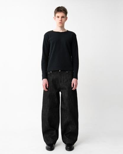 MENES Raw Selvedge Relaxed Fit Jeans - Black