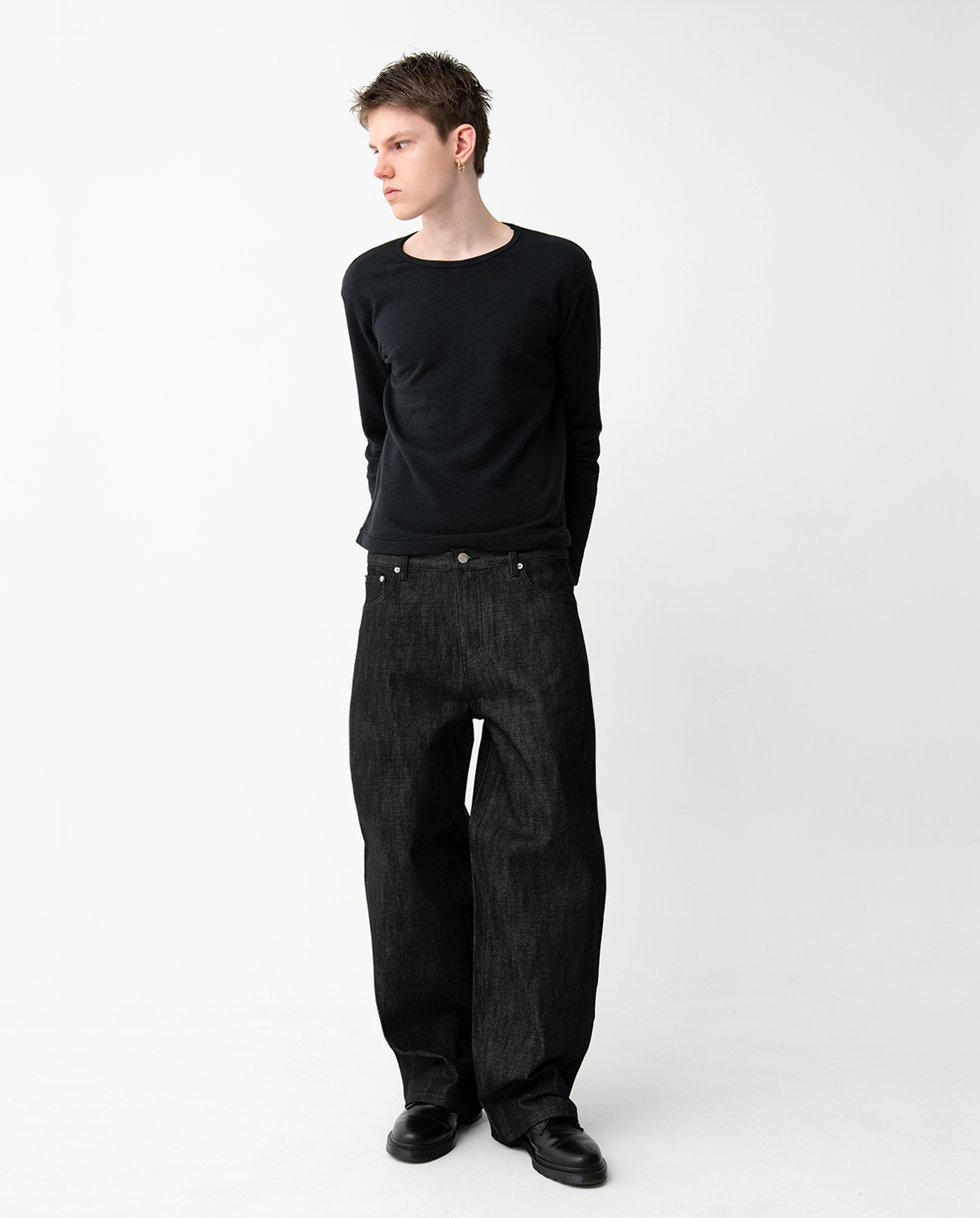 MENES Raw Selvedge Relaxed Fit Jeans - Black