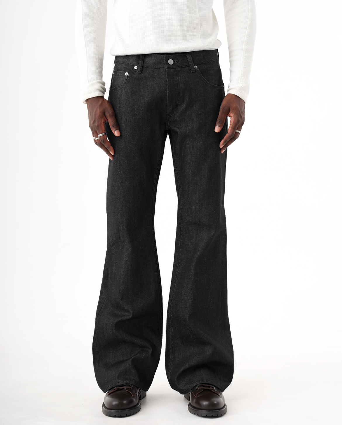 MENES Okayama Raw Selvedge Slim Bootcut Jeans - Black
