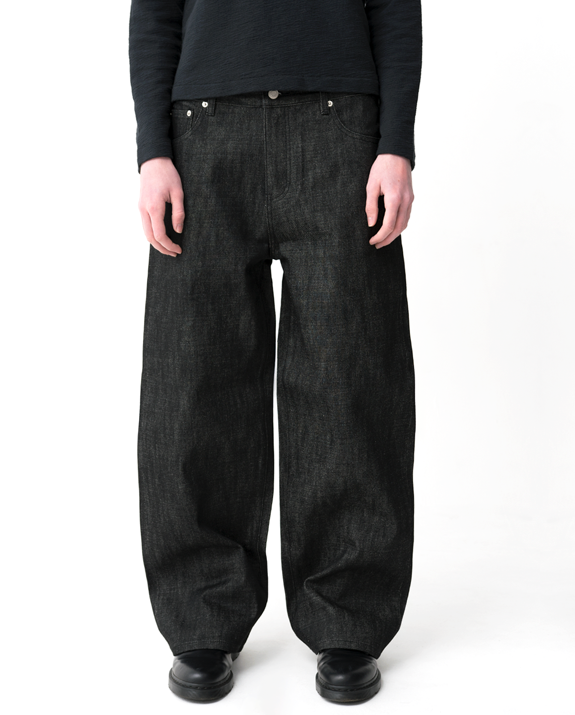 MENES Raw Selvedge Relaxed Fit Jeans - Black