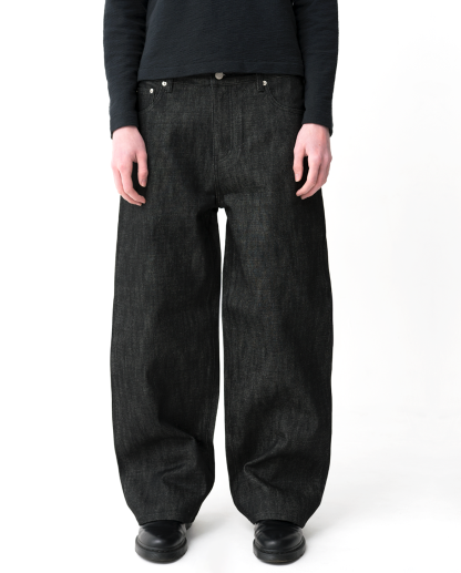 MENES Raw Selvedge Relaxed Fit Jeans - Black