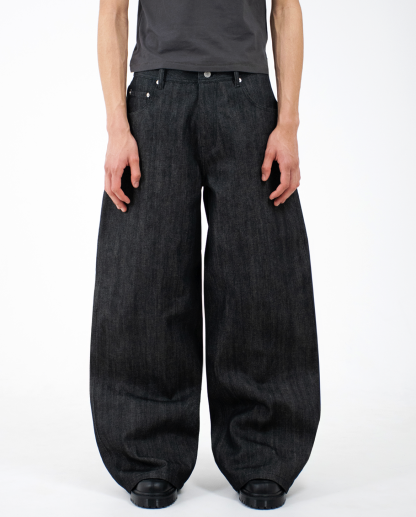 MENES Okayama Raw Selvedge Baggy Jeans - Black