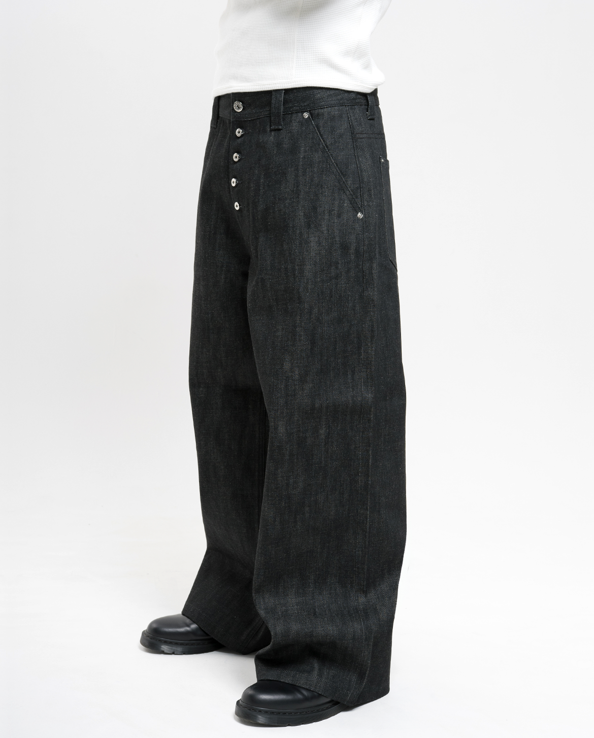 MENES Raw Selvedge Loose Fit Jeans - Black