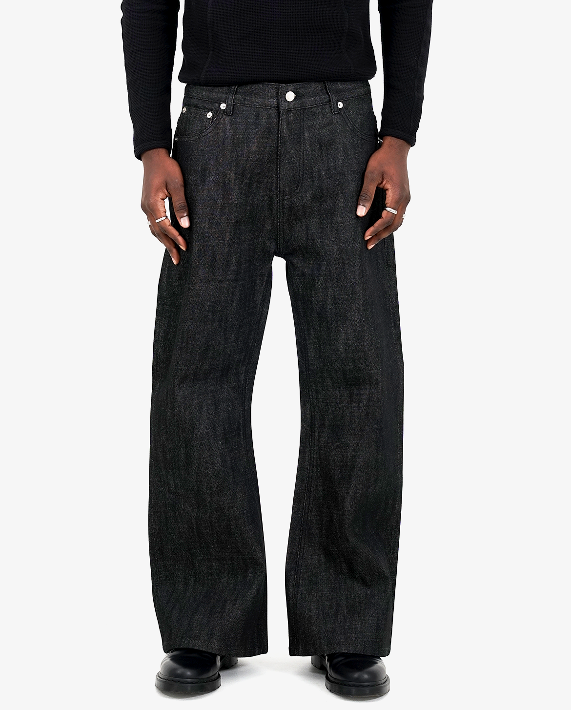 MENES Raw Selvedge Bootcut Jeans - Black