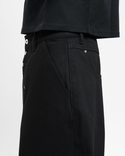 MENES Janome Raw Loose Fit Jeans - Black/Black