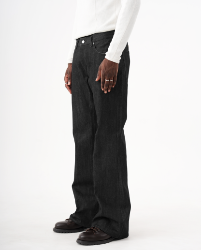 MENES Okayama Raw Selvedge Slim Bootcut Jeans - Black