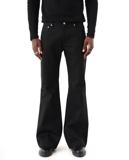 MENES Okayama Raw Selvedge Slim Bootcut Jeans - Jet Black