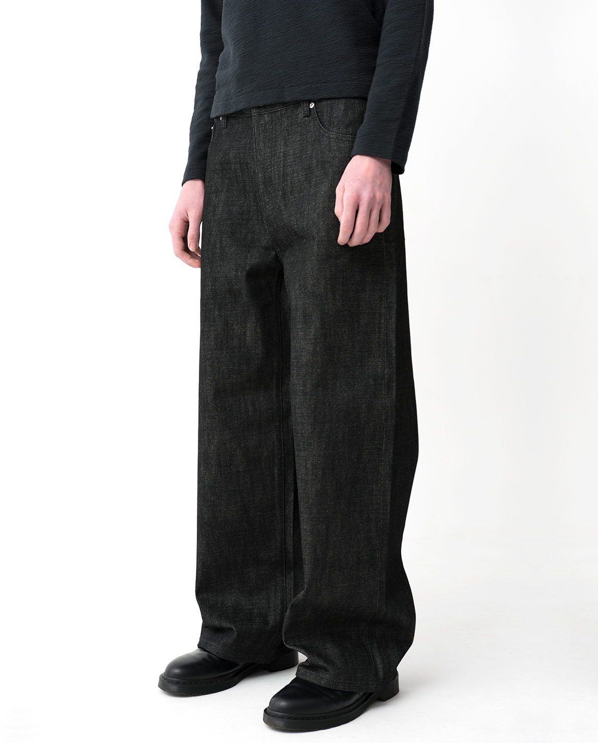 MENES Raw Selvedge Relaxed Fit Jeans - Black