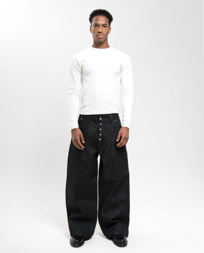 MENES Raw Selvedge Loose Fit Jeans - Black