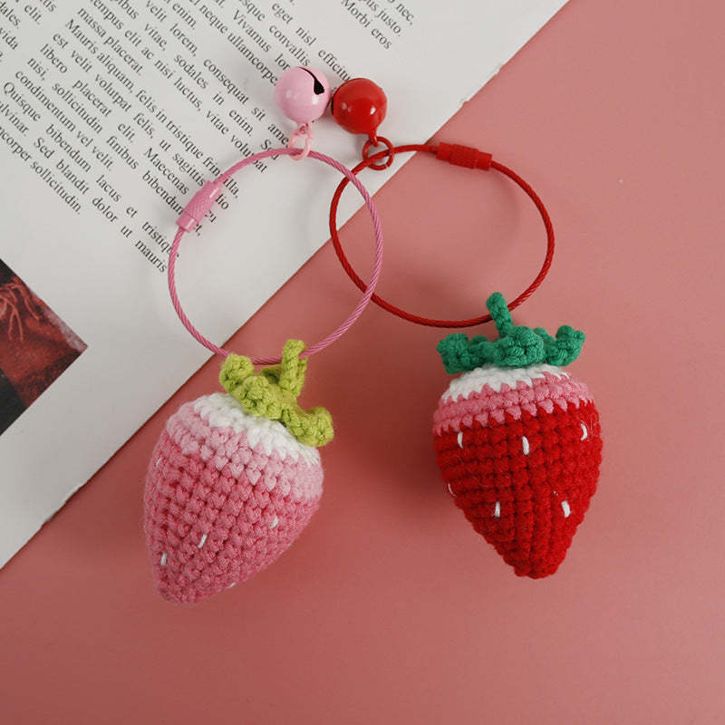 Crochet Strawberry Bag Charm & Keychain