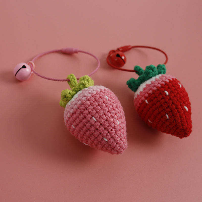 Crochet Strawberry Bag Charm & Keychain