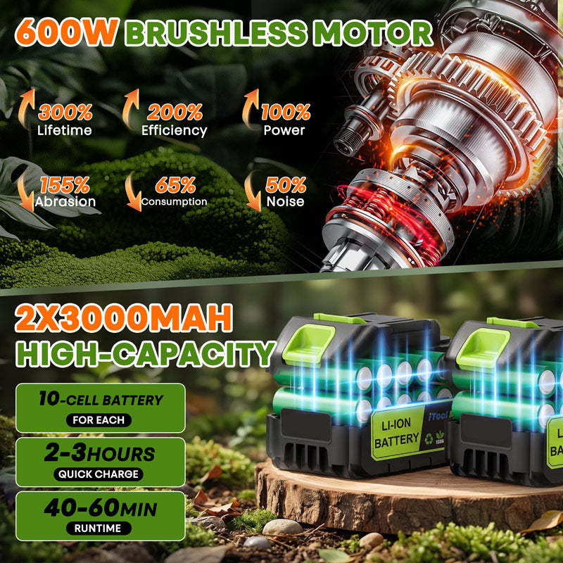 6-In-1 Cordless Hedge, Trimmer, Chainsaw with Extension Pole