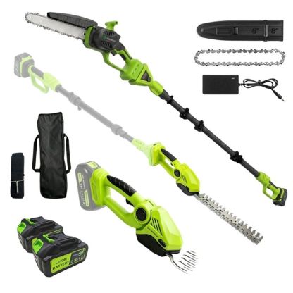 6-In-1 Cordless Hedge, Trimmer, Chainsaw with Extension Pole