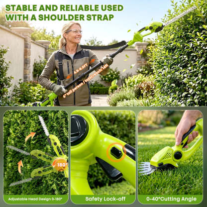 6-In-1 Cordless Hedge, Trimmer, Chainsaw with Extension Pole