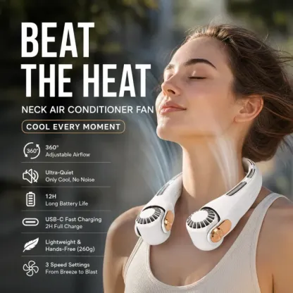 🌀 LIMITED-TIME 49% OFF! 💥 360° Rotating Neck Fan – Ultra Quiet, 3 Speeds, Hands-Free, Long Battery ✨