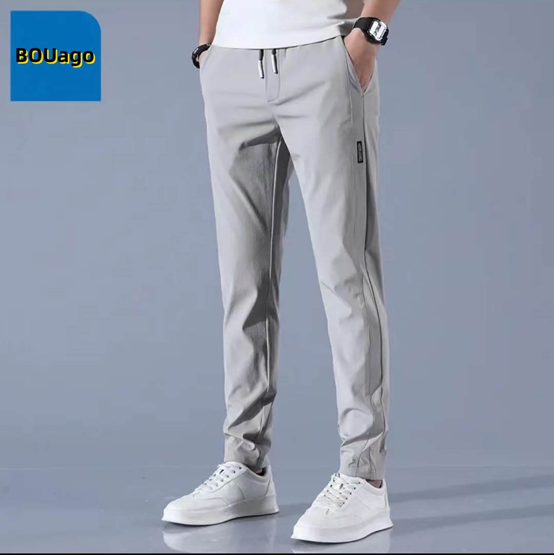 Men's fashion summer thin straight everything ice silk casual pants