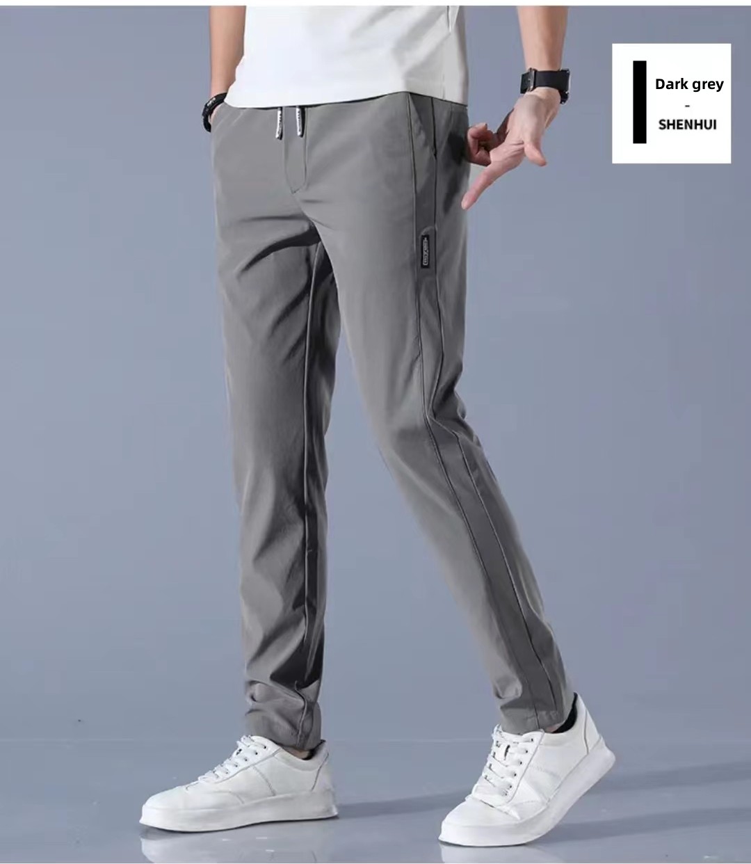 Men's fashion summer thin straight everything ice silk casual pants